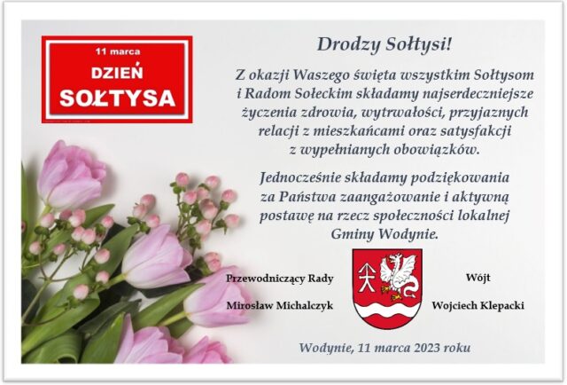 Życzenia Dla Sołtysów I Rad Sołeckich Z Okazji Dnia Sołtysa Gmina Wodynie 2028